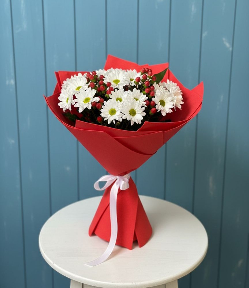 Букет цветов из: Хризантемы в Цементном