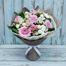 Букет цветов из:  Герберы, Альстромерии и Хризантемы в Цементном