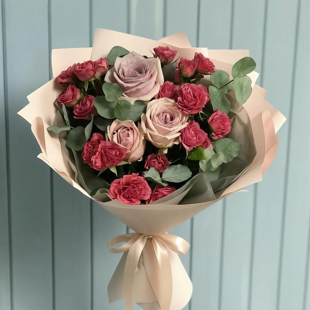 Букет цветов из: Гвоздики и Розы в Цементном