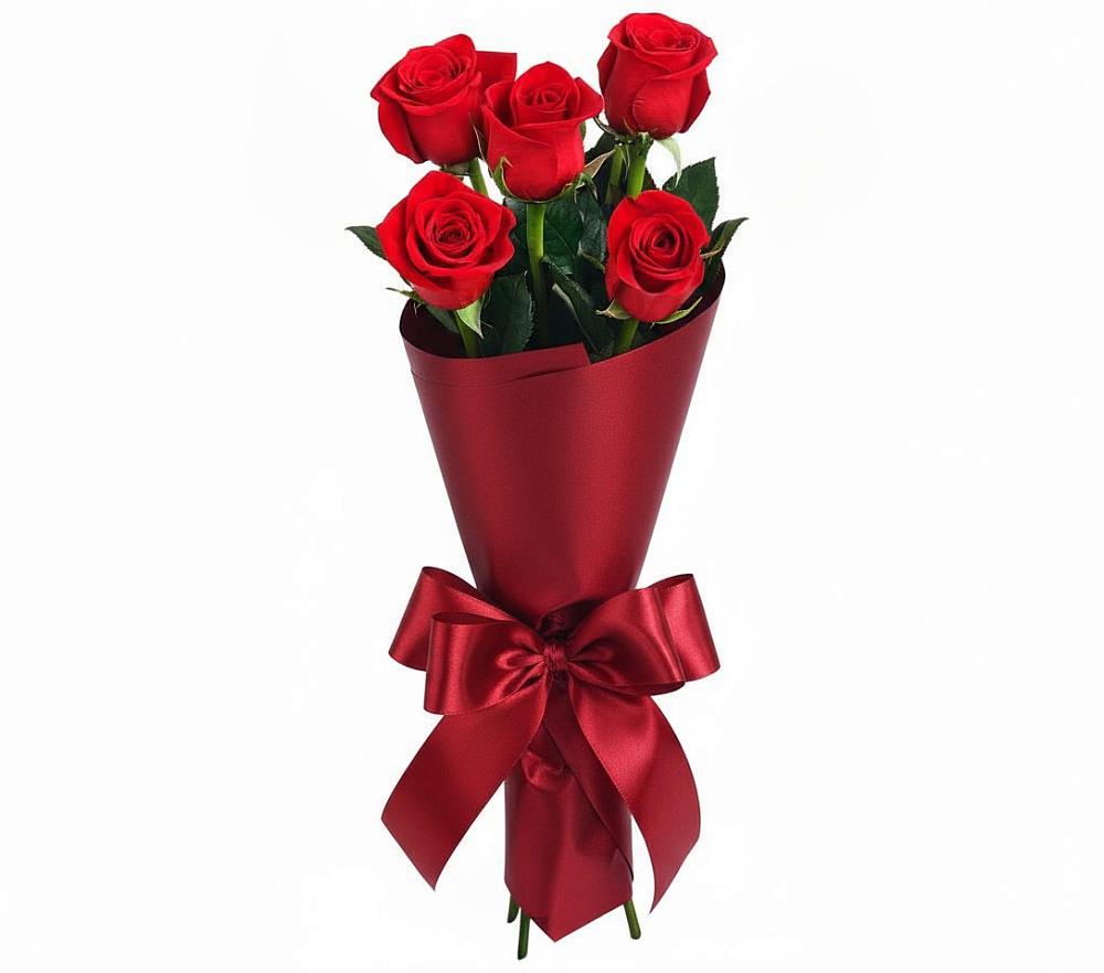 Букет 5 Красных роз Эдлесс Лав в Цементном