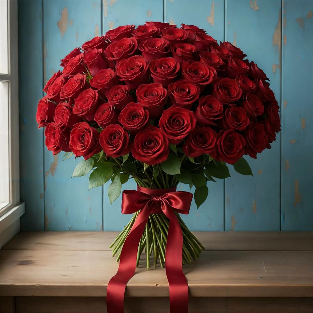 Букет Красные розы Блэк Меджик в Цементном