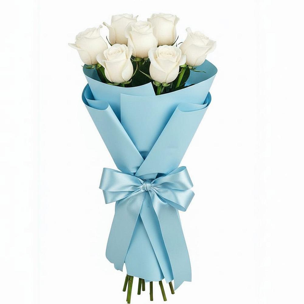 Букет 7 белых роз Проуд в Цементном
