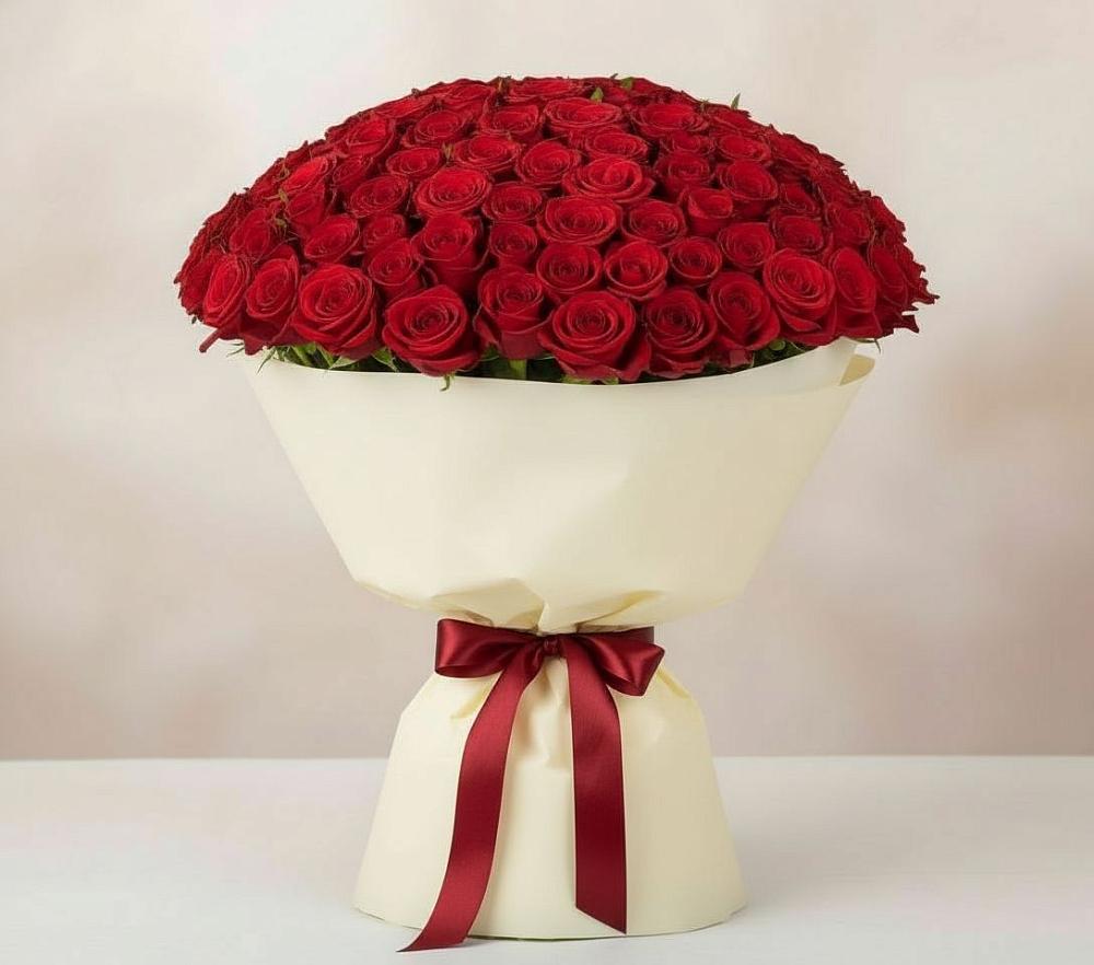 Букет 101 Красная роза Милано в Цементном