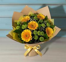 Букет цветов из:  Герберы и Хризантемы в Цементном