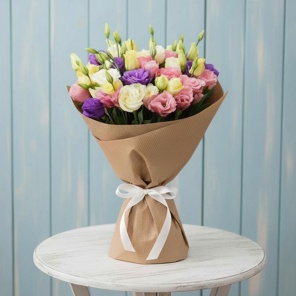 Букет цветов из: Лизиантусы в Цементном