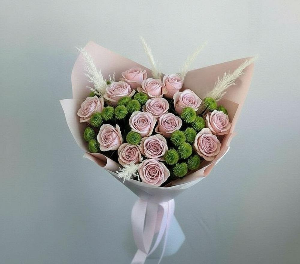 Букет цветов из: Розы и Хризантемы в Цементном