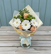 Букет цветов из:  Герберы, Розы и Хризантемы в Цементном