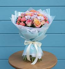 Букет цветов из:  Хризантемы и Розы в Цементном