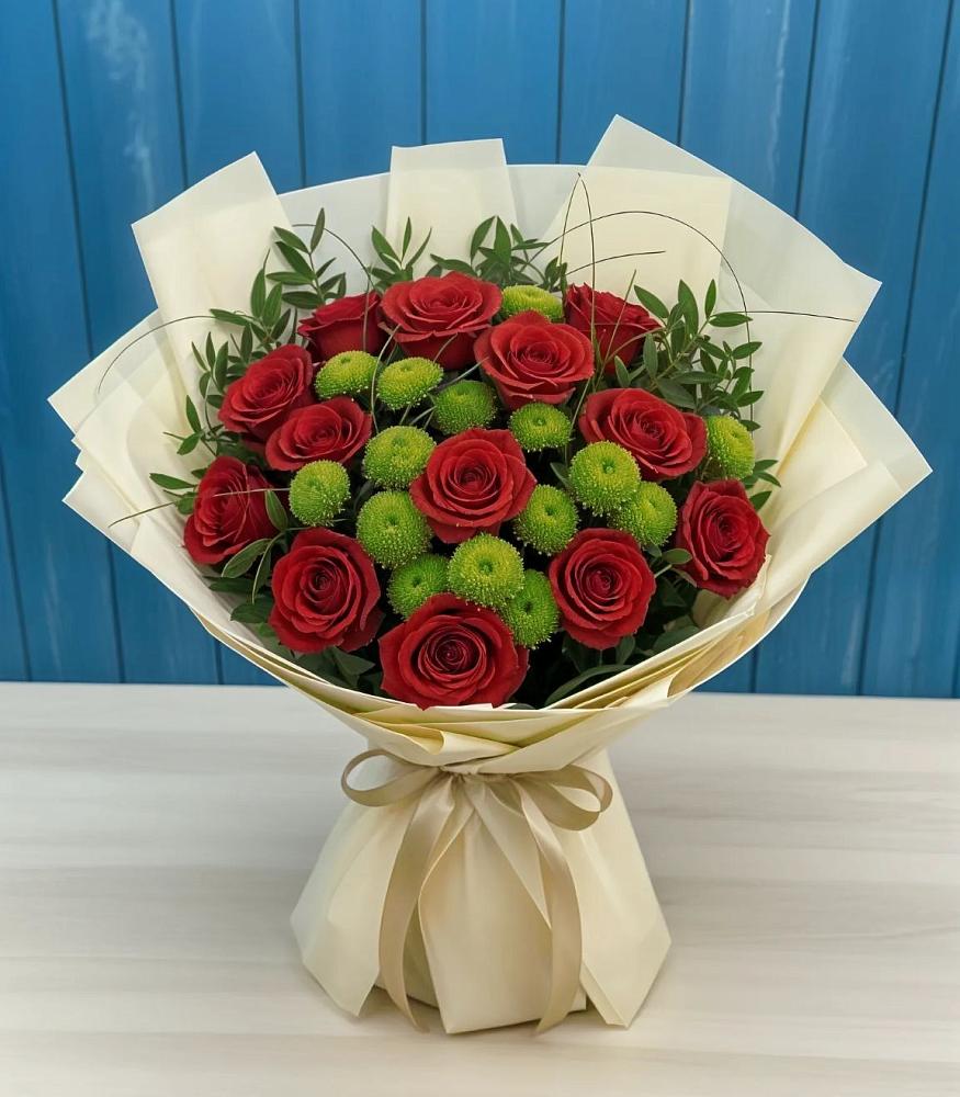 Букет цветов из: Розы и Хризантемы в Цементном