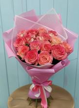 Букет 15 Розовых роз Равель #REPLACE_PRED# Цементном